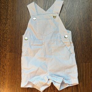 Jacadi Striped Blue & White Baby Overalls